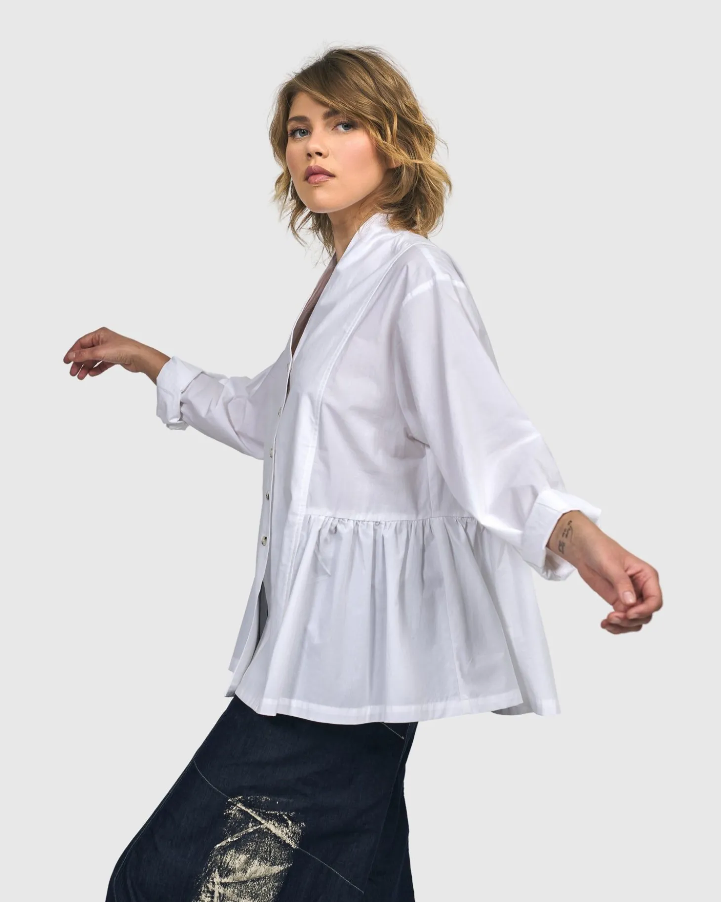 Addison Peplum Blouse, White