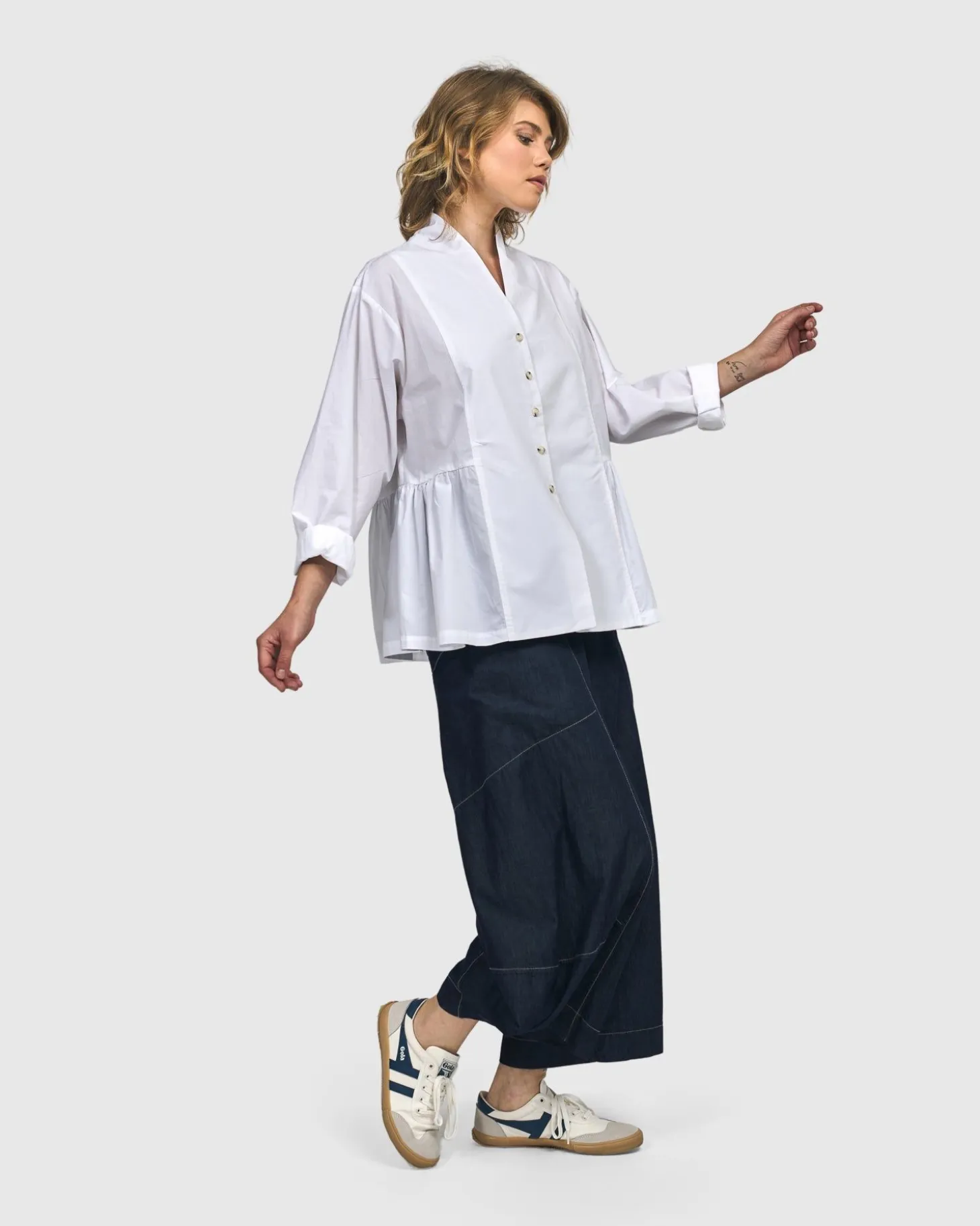 Addison Peplum Blouse, White