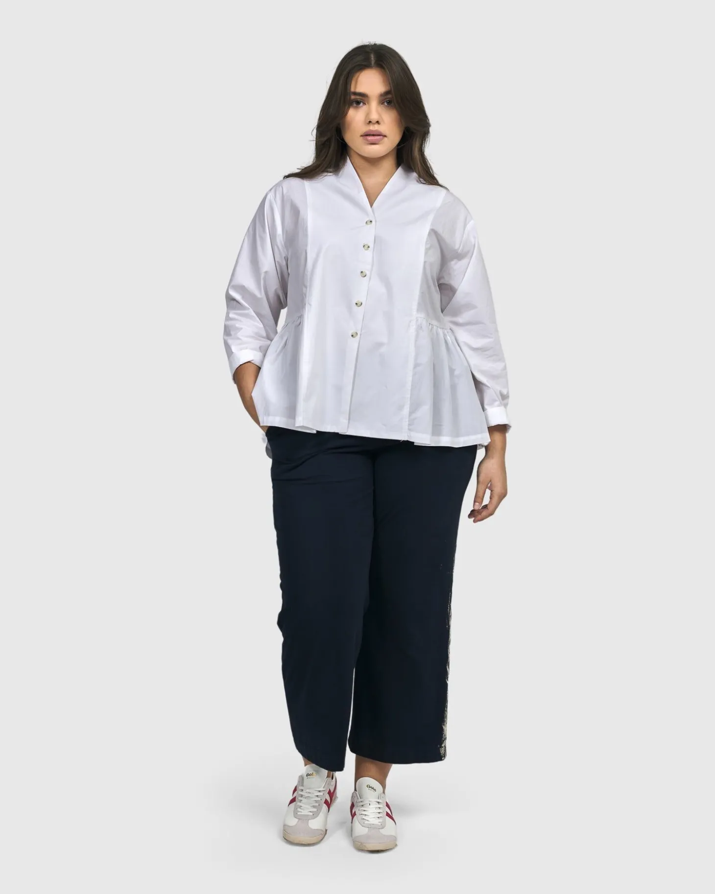 Addison Peplum Blouse, White