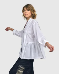 Addison Peplum Blouse, White