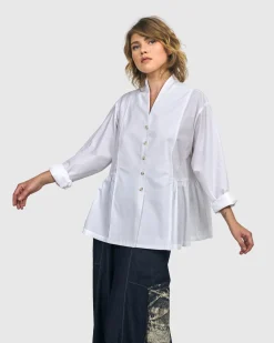 Addison Peplum Blouse, White