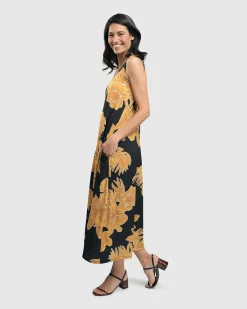Aloha Sleeveless Maxi Dress, Gold