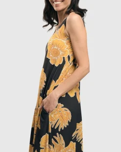 Aloha Sleeveless Maxi Dress, Gold