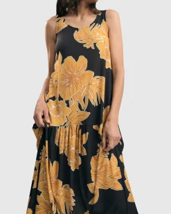 Aloha Sleeveless Maxi Dress, Gold