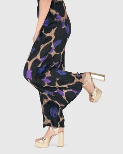 Amethyst Crinkle Palazzo Pants, Multi