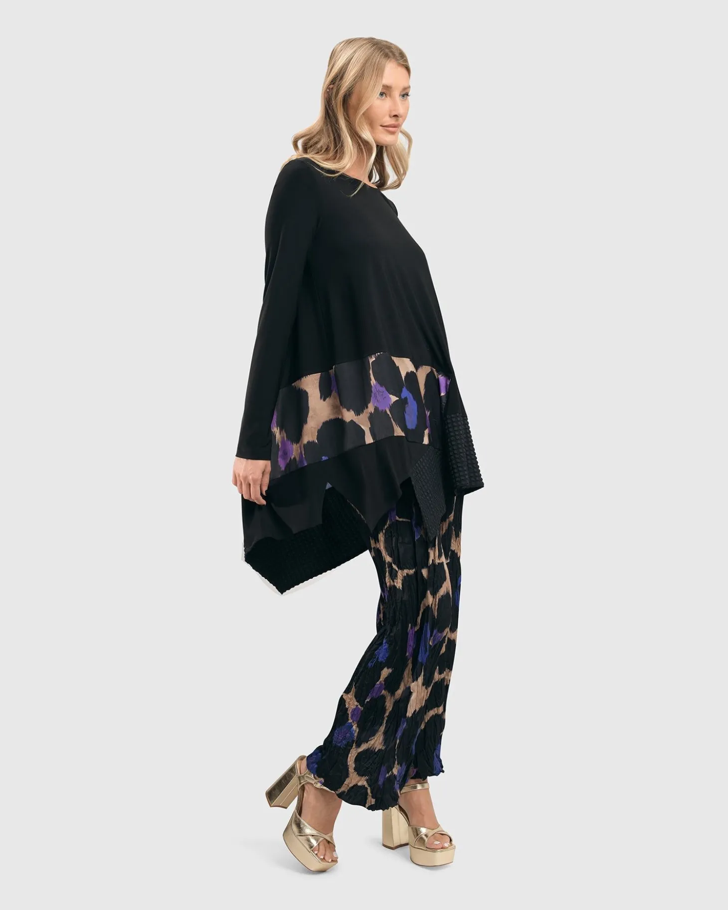 Amethyst Crinkle Palazzo Pants, Multi
