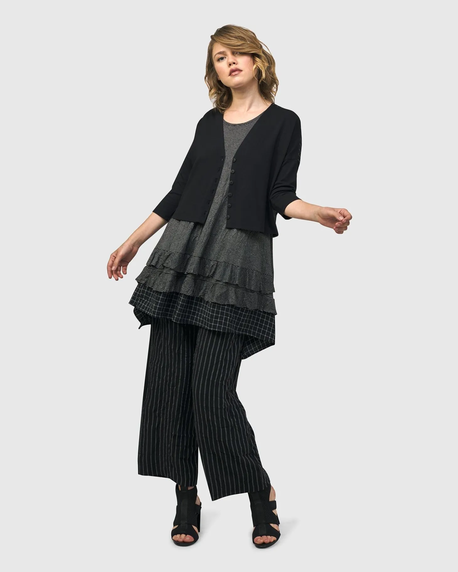 Andromeda Cropped Cardigan, Stripes