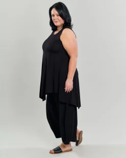 Ani Sleeveless Tunic Top, Black