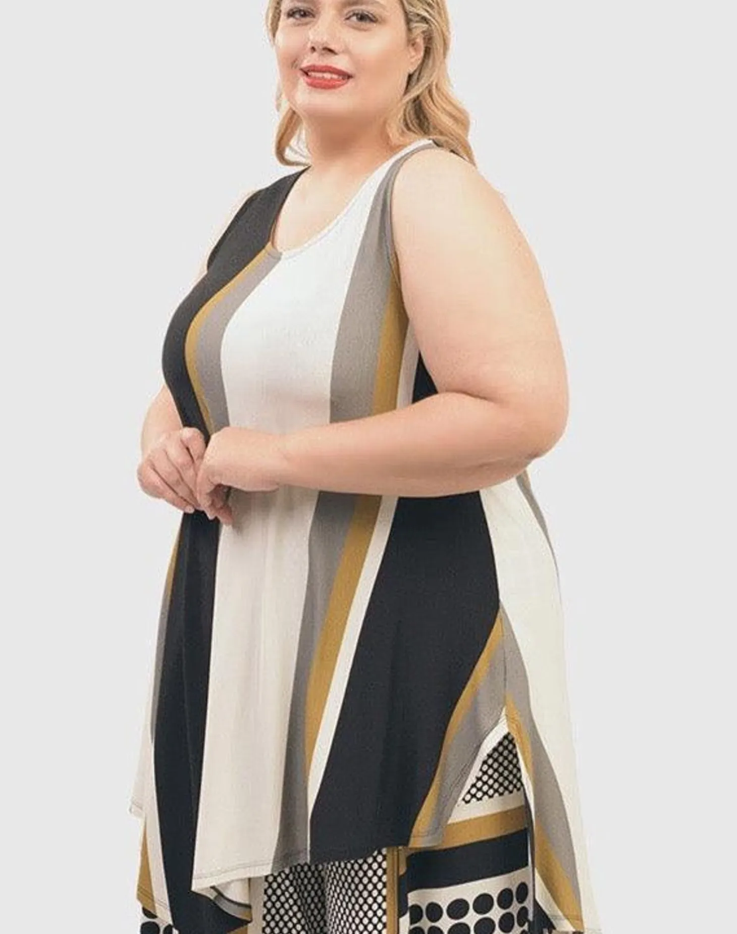 Ani Sleeveless Tunic Top, Stripes