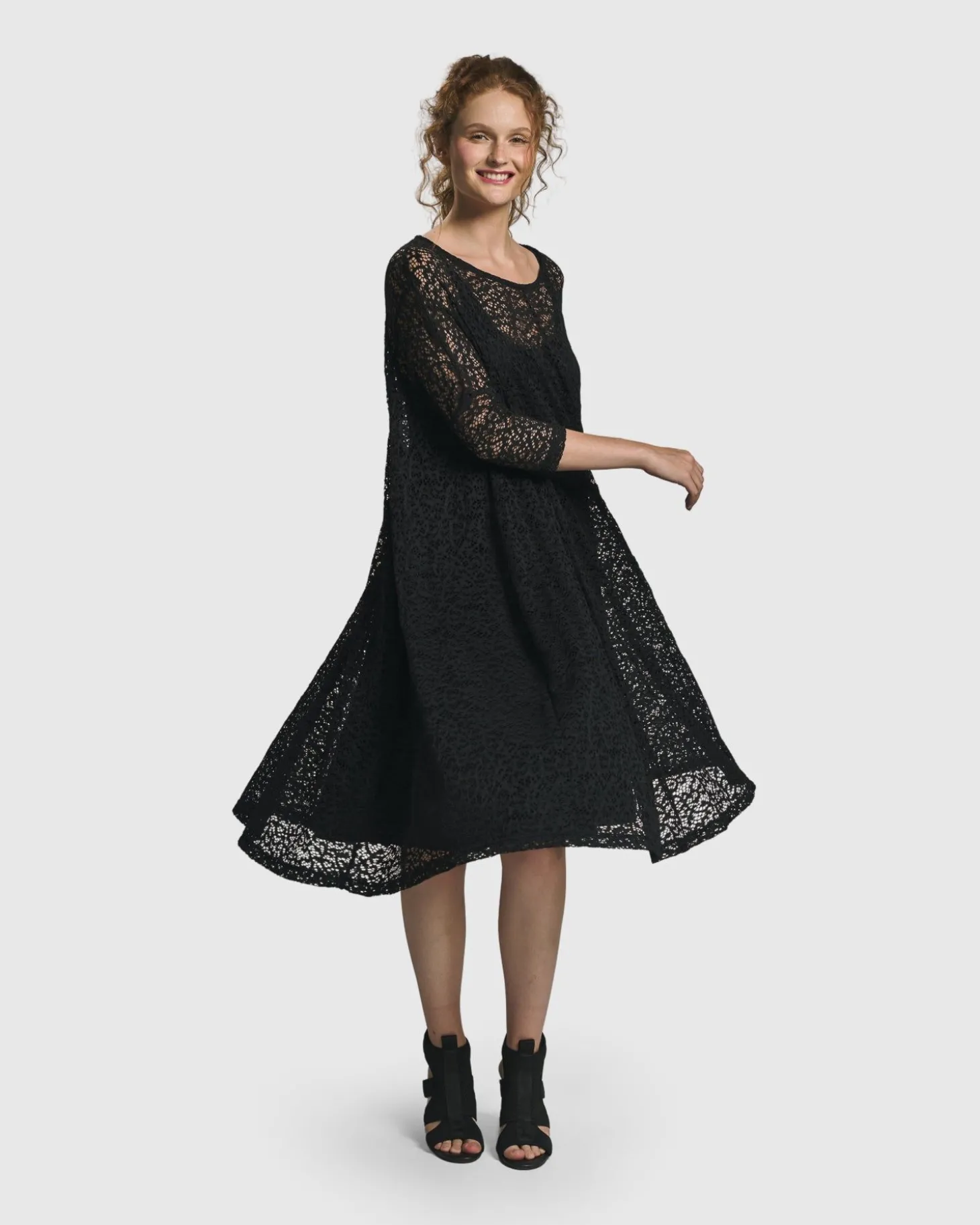 Artemis Trapeze Dress, Black