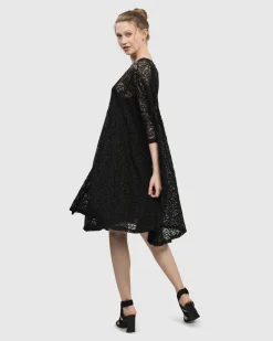 Artemis Trapeze Dress, Black