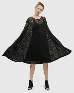 Artemis Trapeze Dress, Black