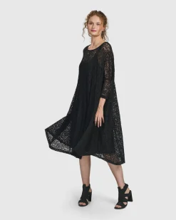 Artemis Trapeze Dress, Black