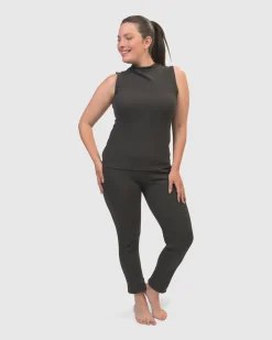 Asana High-Neck Top, Charcoal