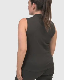 Asana High-Neck Top, Charcoal
