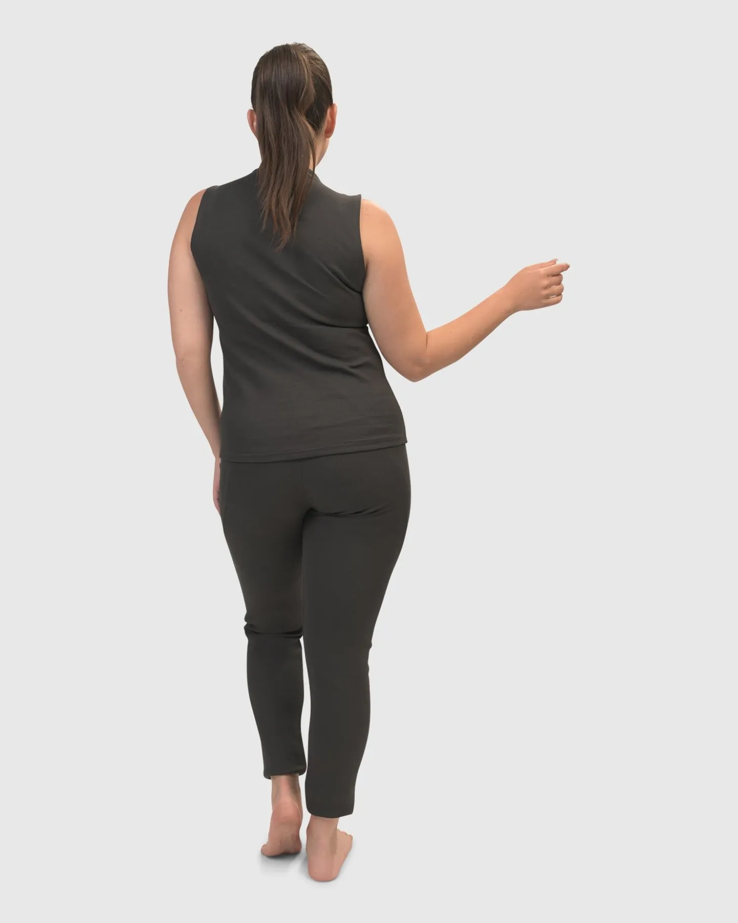 Asana High-Neck Top, Charcoal