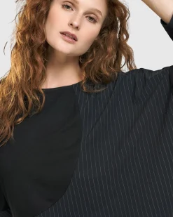 Audrey Relaxed Top, Pinstripes