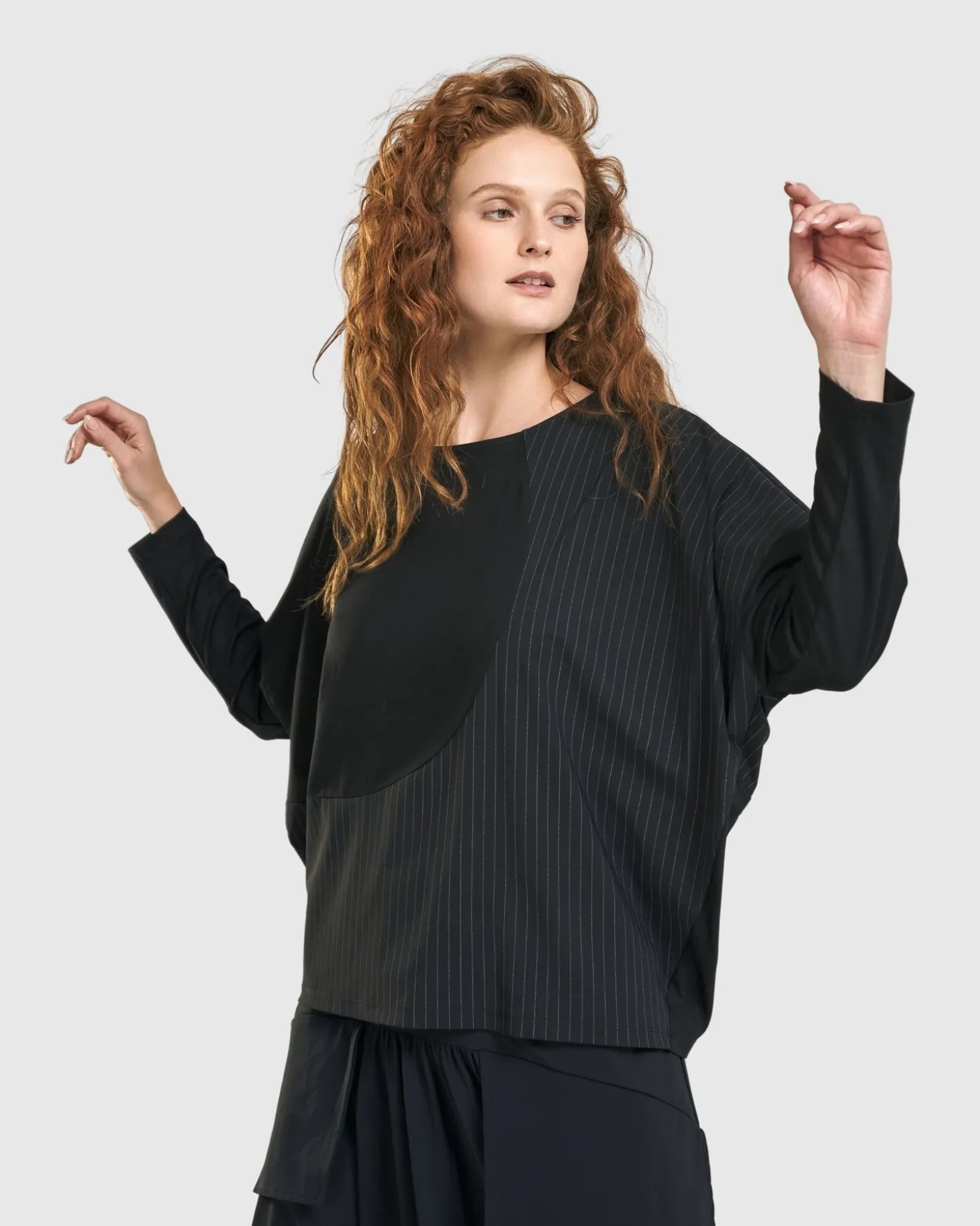 Audrey Relaxed Top, Pinstripes
