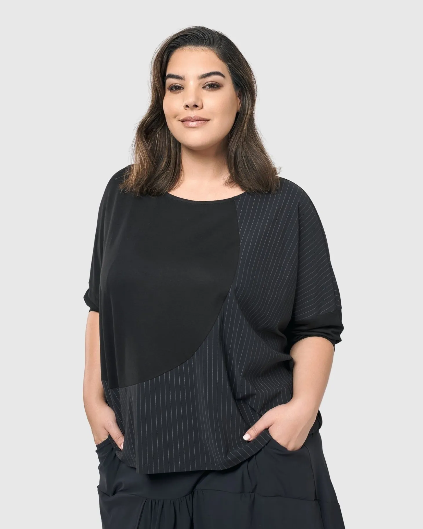 Audrey Relaxed Top, Pinstripes