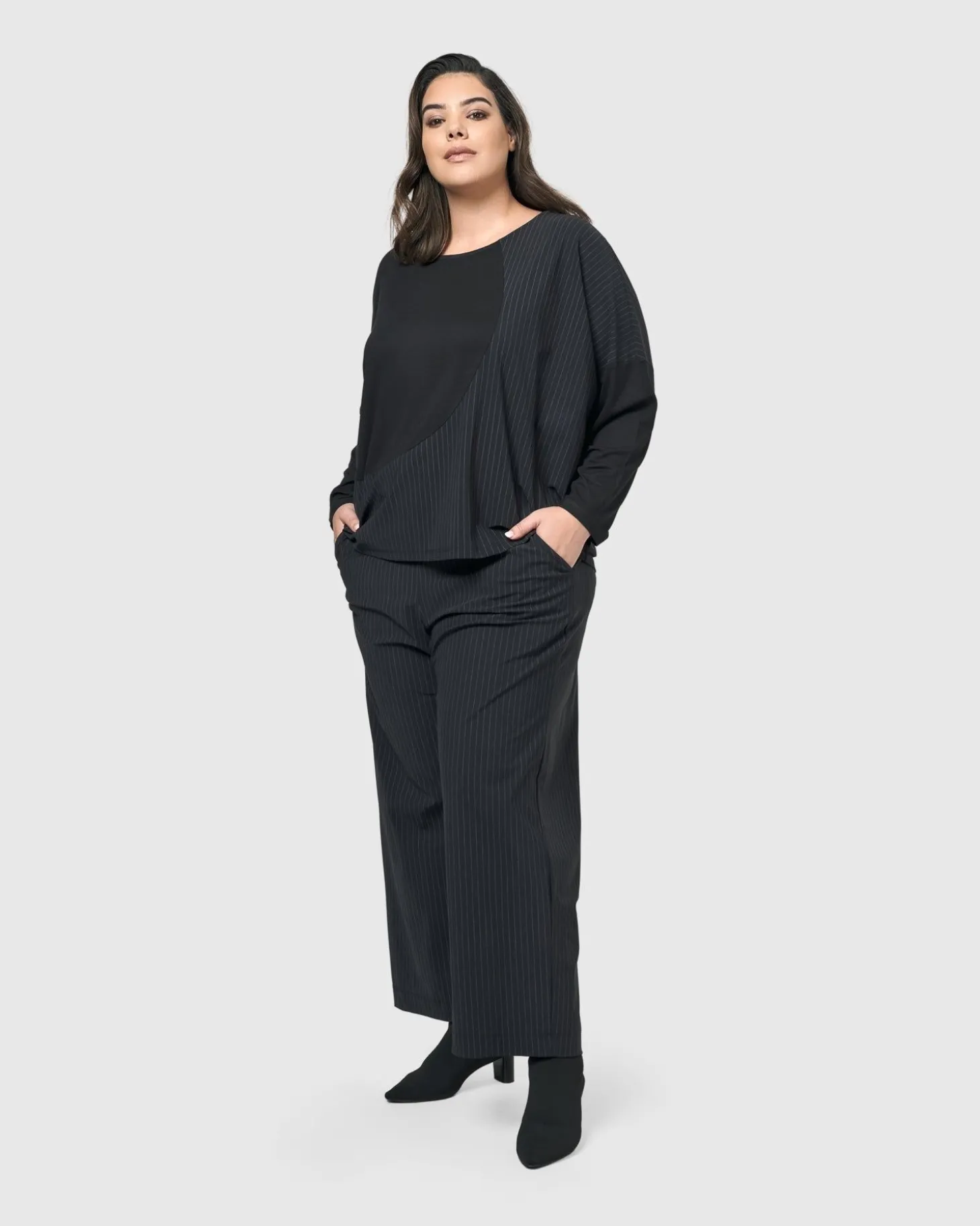 Audrey Relaxed Top, Pinstripes