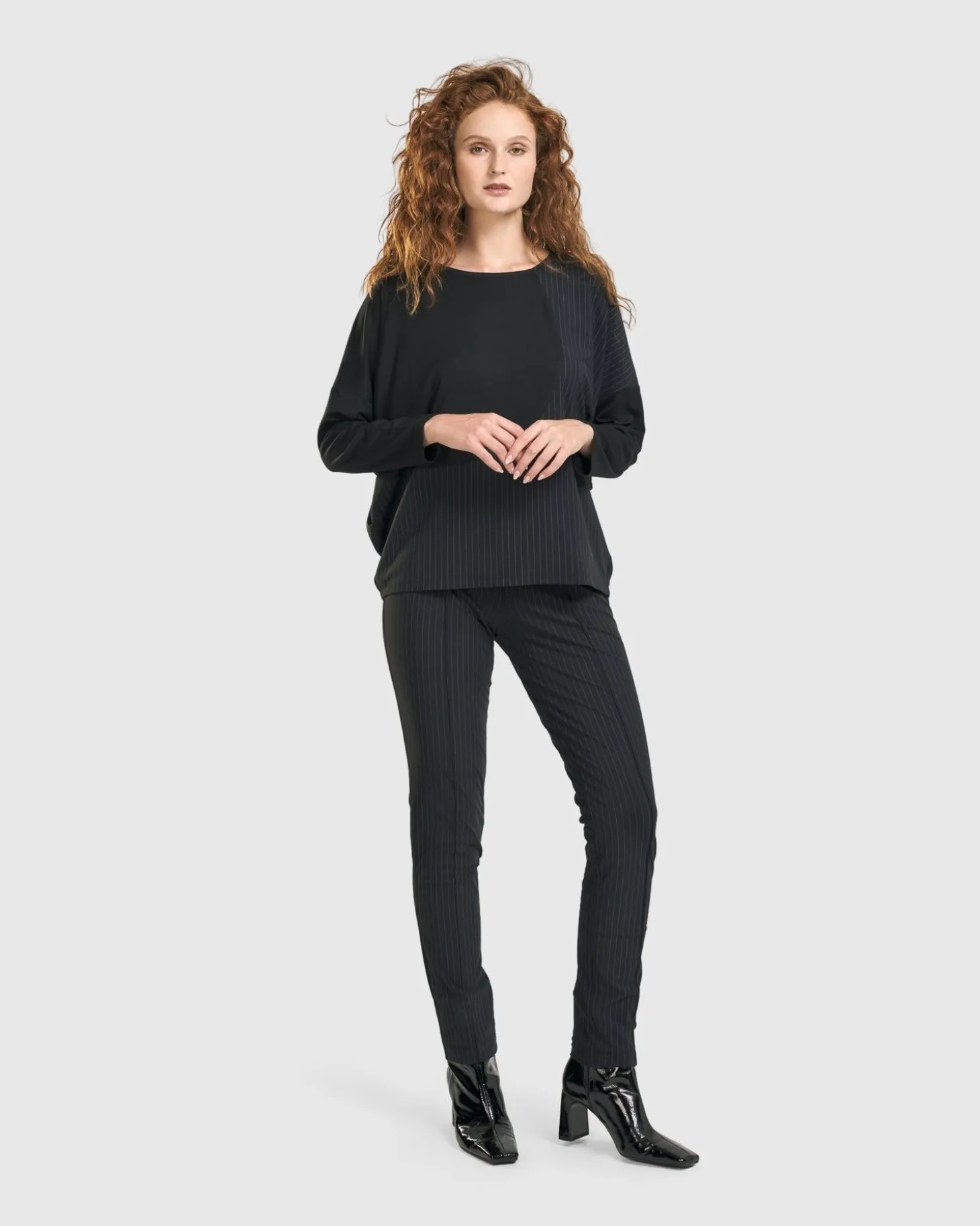 Audrey Relaxed Top, Pinstripes