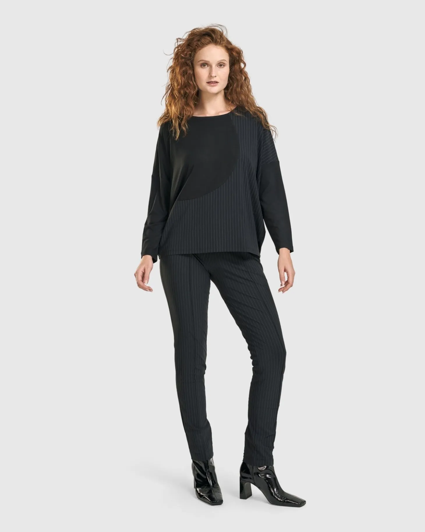 Audrey Relaxed Top, Pinstripes