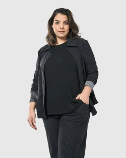 Audrey Shirt Jacket, Pinstripes