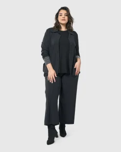 Audrey Shirt Jacket, Pinstripes