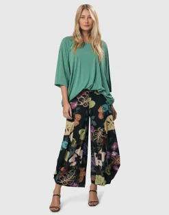 Bali Punto Pants, Leaves Multi