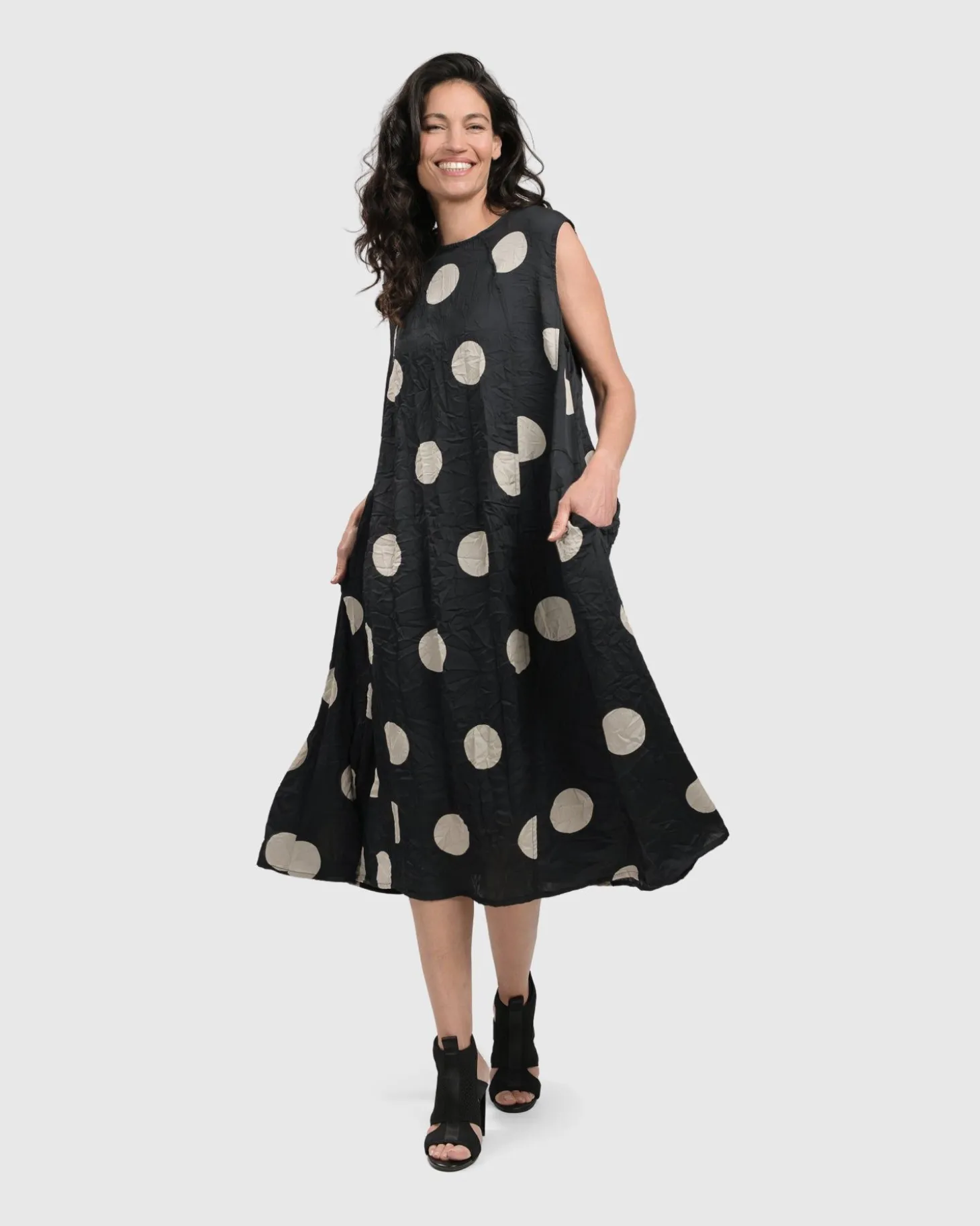 Bold Dot, Sleeveless Maxi Dress, Lace