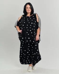 Boxy Dolman Cutout Top, Squares
