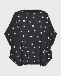 Boxy Dolman Cutout Top, Squares