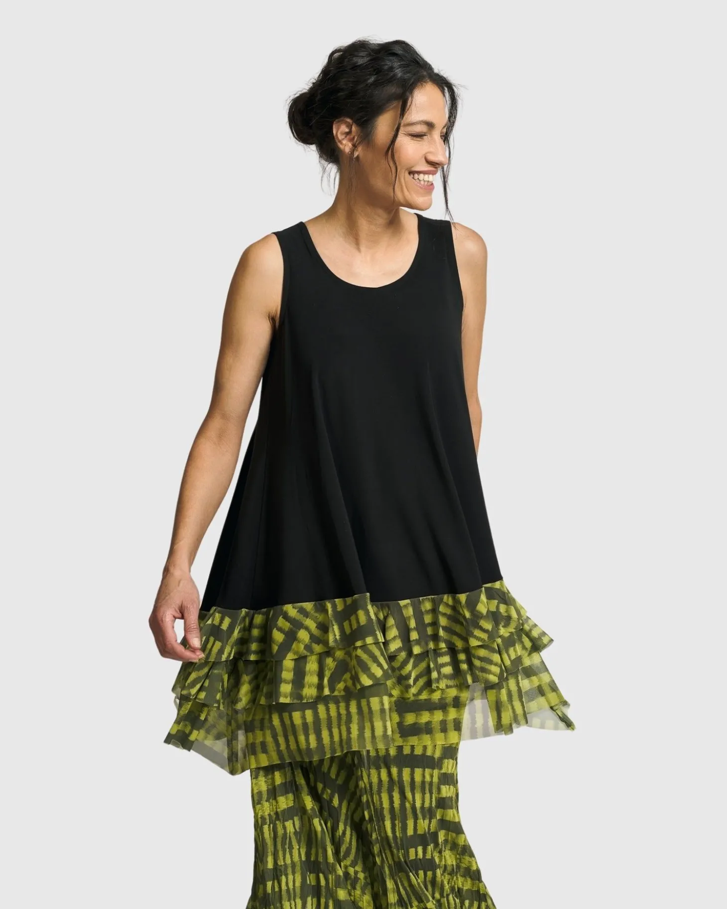 Busy Bee Sleeveless Tunic Top, Yellow