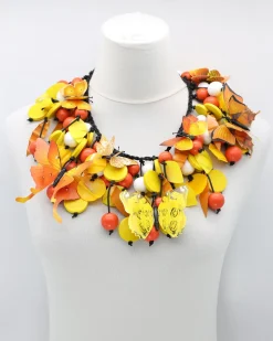 Butterflies Necklace, Yellow & Orange