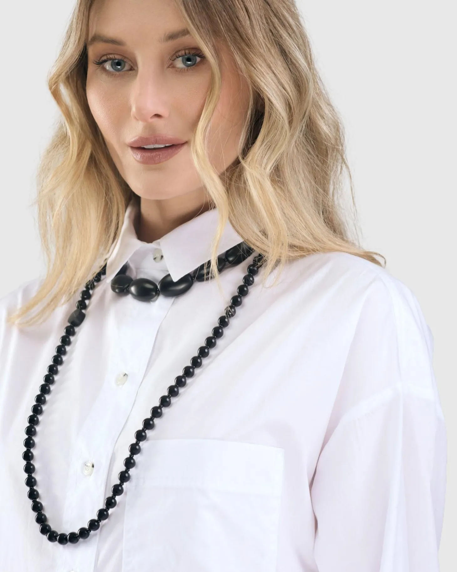 Catania Bead Necklace, Black