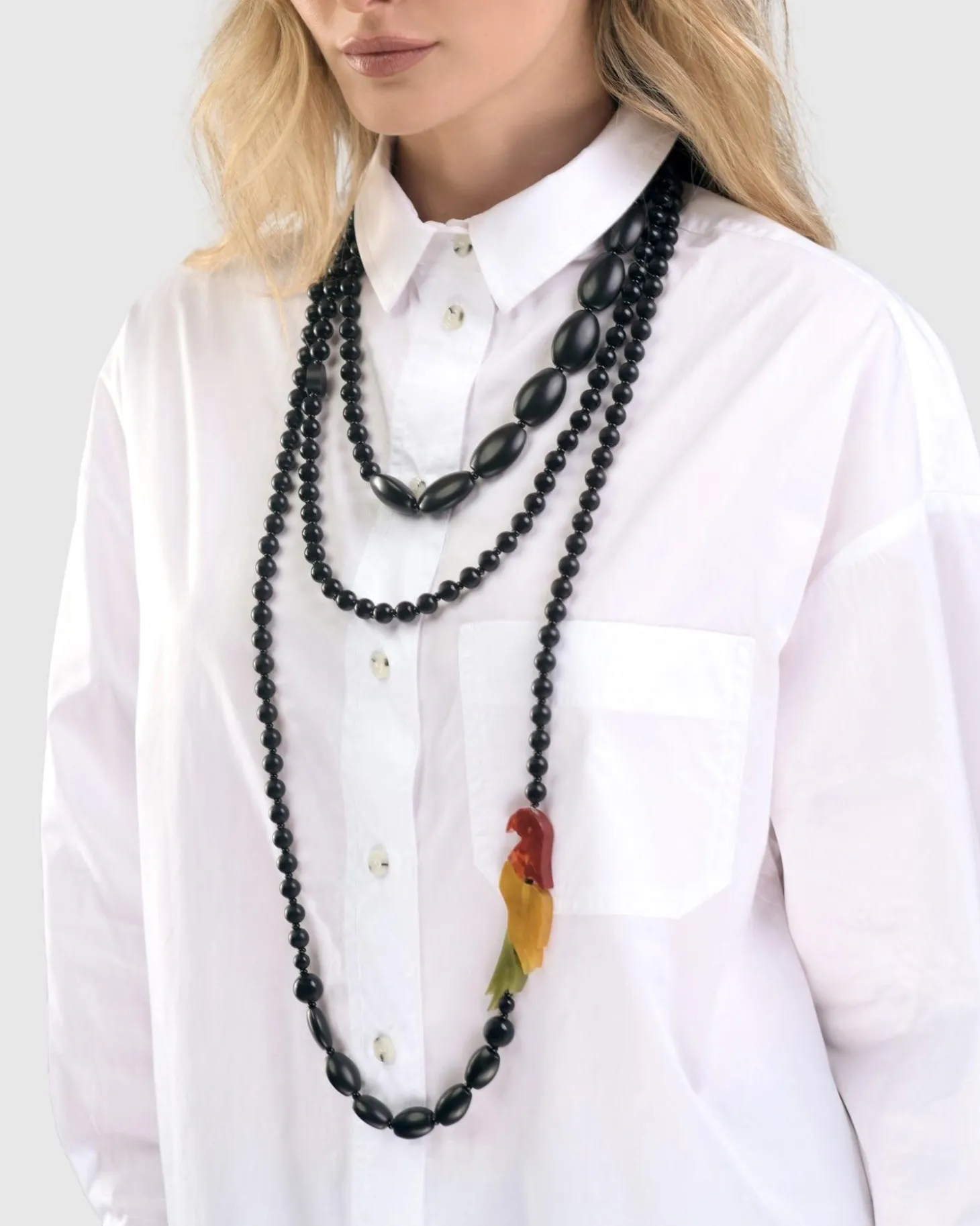 Catania Bead Necklace, Black