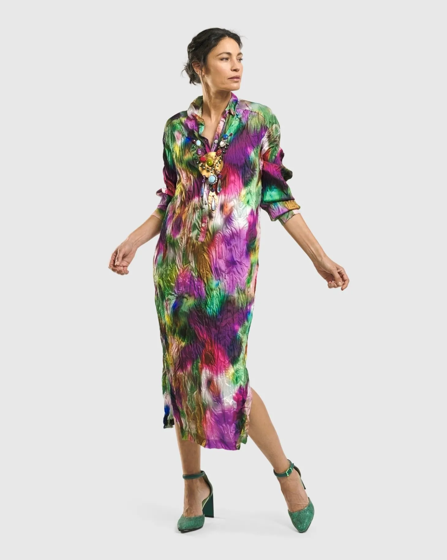 Celestia Crinkle Dress, Watercolor