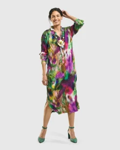 Celestia Crinkle Dress, Watercolor