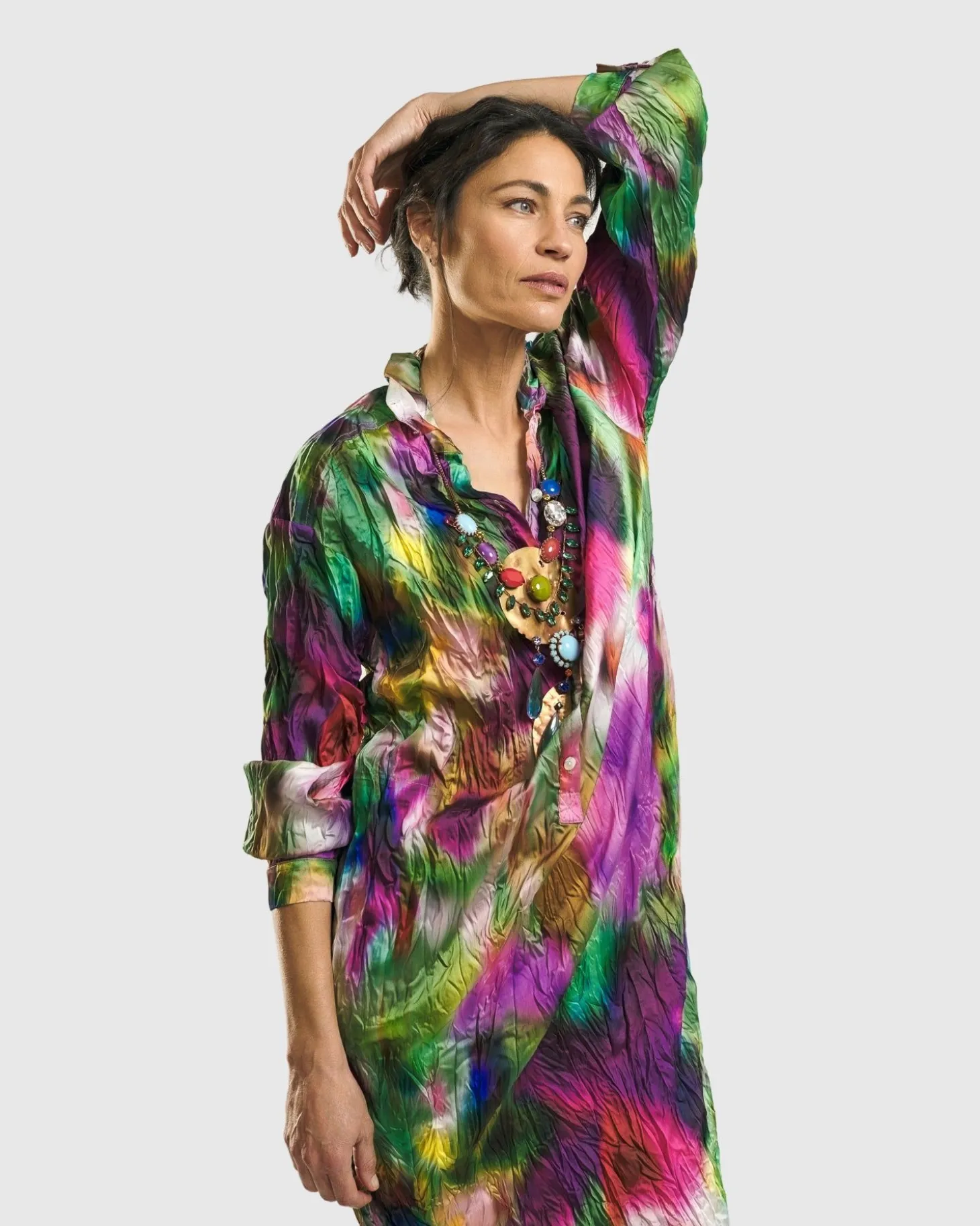 Celestia Crinkle Dress, Watercolor