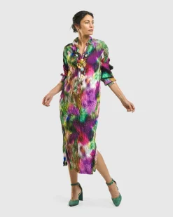 Celestia Crinkle Dress, Watercolor