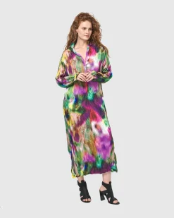 Celestia Crinkle Dress, Watercolor