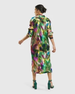 Celestia Crinkle Dress, Watercolor