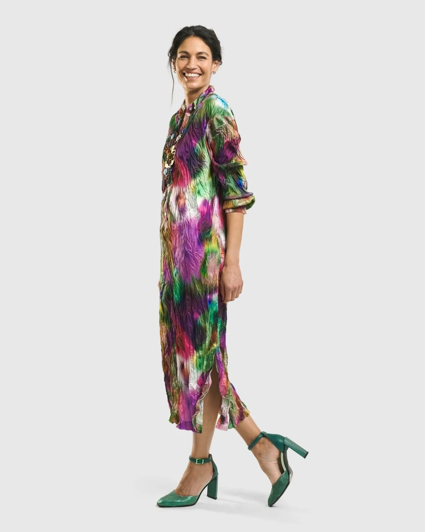 Celestia Crinkle Dress, Watercolor