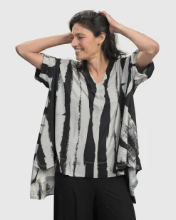 Charisma V Neck Hi-Lo Trapeze Top, Grunge