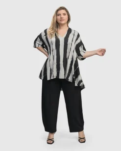Charisma V Neck Hi-Lo Trapeze Top, Grunge