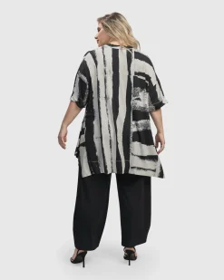 Charisma V Neck Hi-Lo Trapeze Top, Grunge
