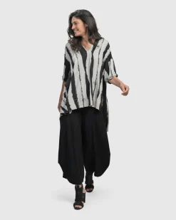 Charisma V Neck Hi-Lo Trapeze Top, Grunge