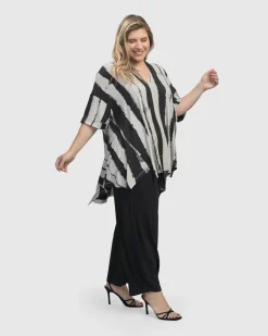 Charisma V Neck Hi-Lo Trapeze Top, Grunge