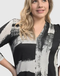 Charisma V Neck Tunic Top, Grunge