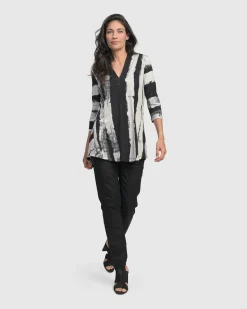 Charisma V Neck Tunic Top, Grunge